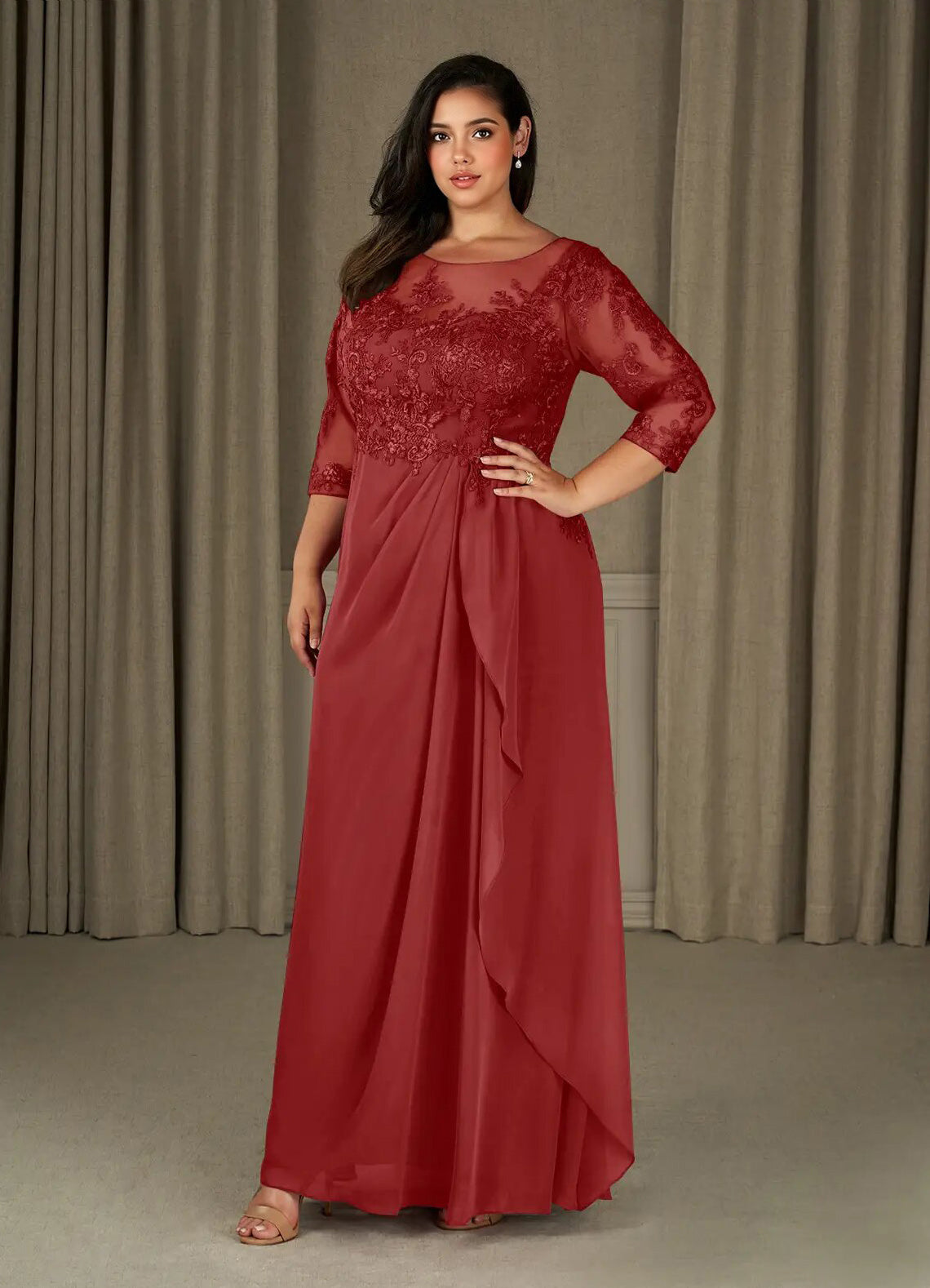 Augday Calanthe A-Line Scoop Chiffon Dress Plus Size