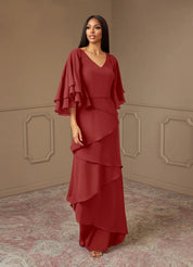 Augday OHara A-Line V-Neck Chiffon Dress