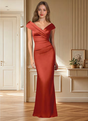 Augday Ludlow Mermaid Pleated Stretch Satin Dress
