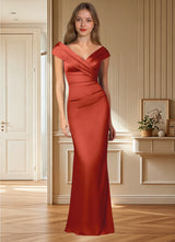 Augday Ludlow Mermaid Pleated Stretch Satin Dress