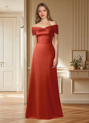 Augday Amelia A-Line Off the Shoulder Stretch Satin Dress