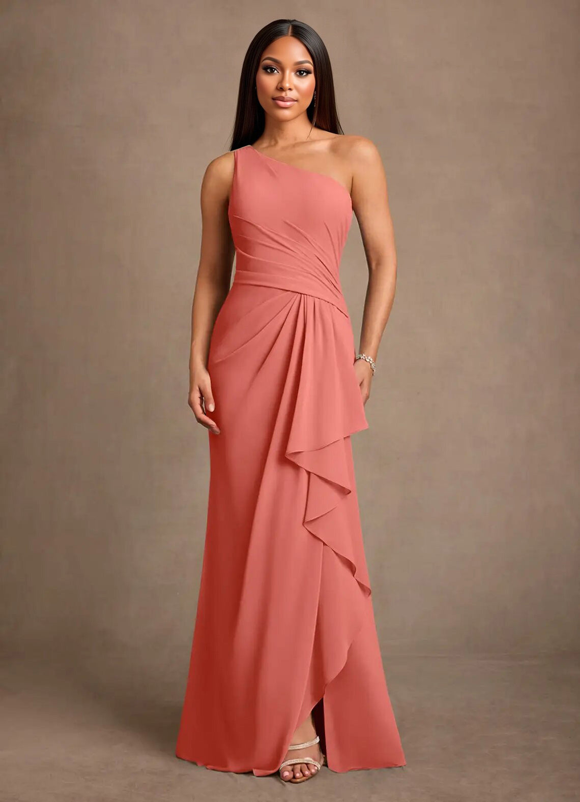 Augday Floy Sheath One Shoulder Chiffon Dress