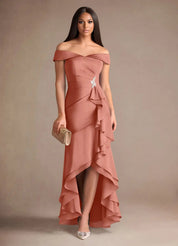 Augday Billings Mermaid Off the Shoulder Stretch Satin Dress
