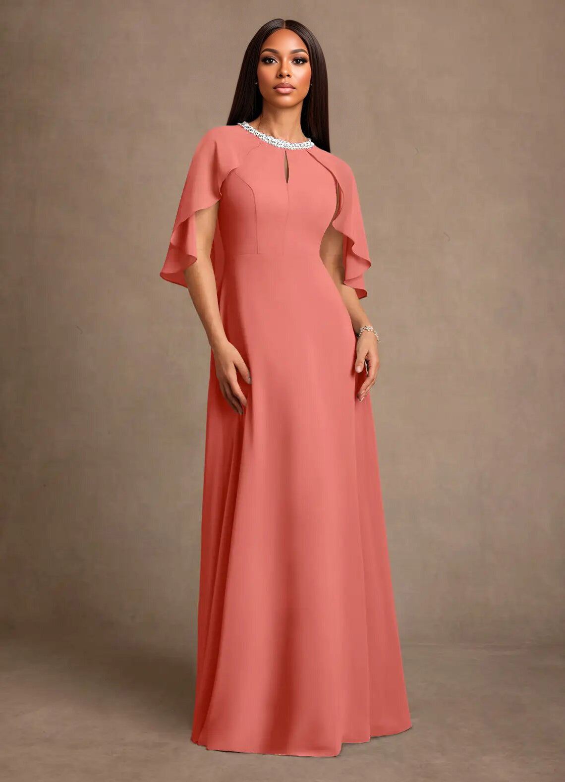 Augday Winnifred A-Line Beaded Chiffon Dress
