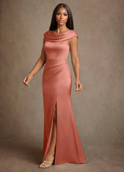 Augday Irvine A-Line Pleated Stretch Satin Dress
