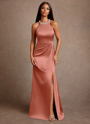Augday Lawrence A-Line Pleated Stretch Satin Dress