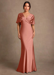 Augday Dosia Sheath Pleated Stretch Satin Dress