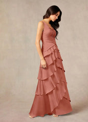 Augday Viola A-Line Pleated Stretch Satin Dress