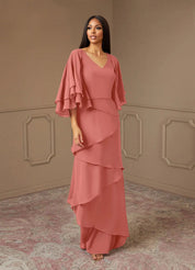 Augday OHara A-Line V-Neck Chiffon Dress