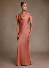 Augday Shelby Mother of the Bride Dresses Mermaid Pleated Stretch Satin Dress