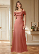 Augday Amelia A-Line Off the Shoulder Stretch Satin Dress