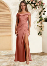 Augday Bedford Sheath Pleated Stretch Satin Dress