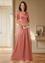 Augday Emmeline A-Line Pleated Stretch Satin Dress