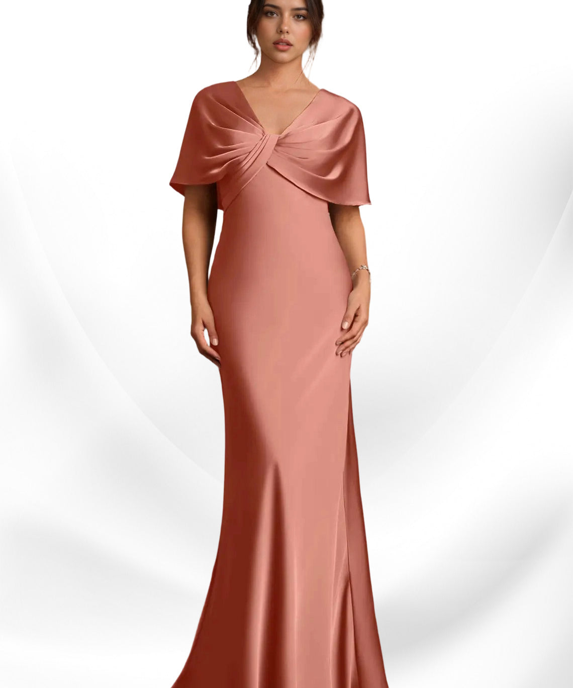 Augday Dosia Sheath Pleated Stretch Satin Dress