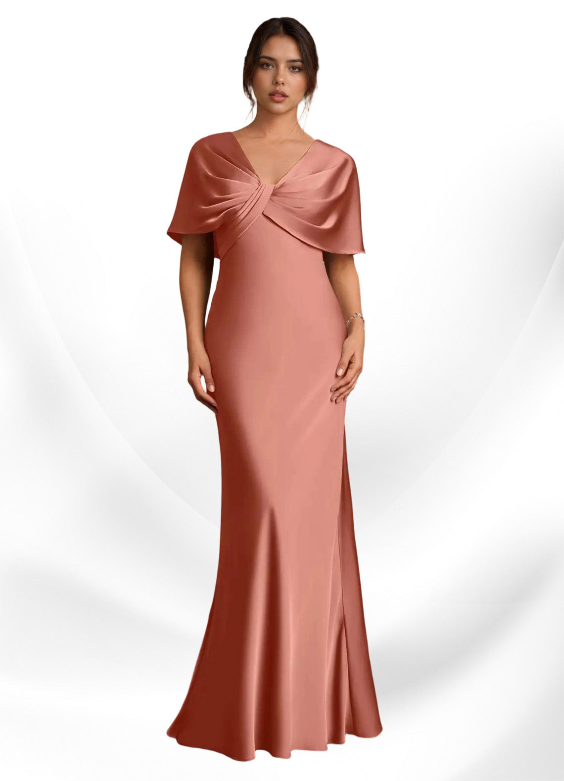 Augday Dosia Sheath Pleated Stretch Satin Dress