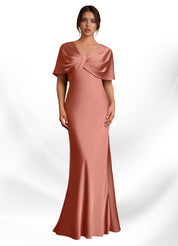 Augday Dosia Sheath Pleated Stretch Satin Dress