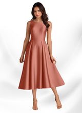 Augday Fulton A-Line Pleated Stretch Satin Dress