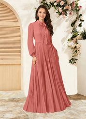 Augday Adellah A-Line Pleated Chiffon Dress