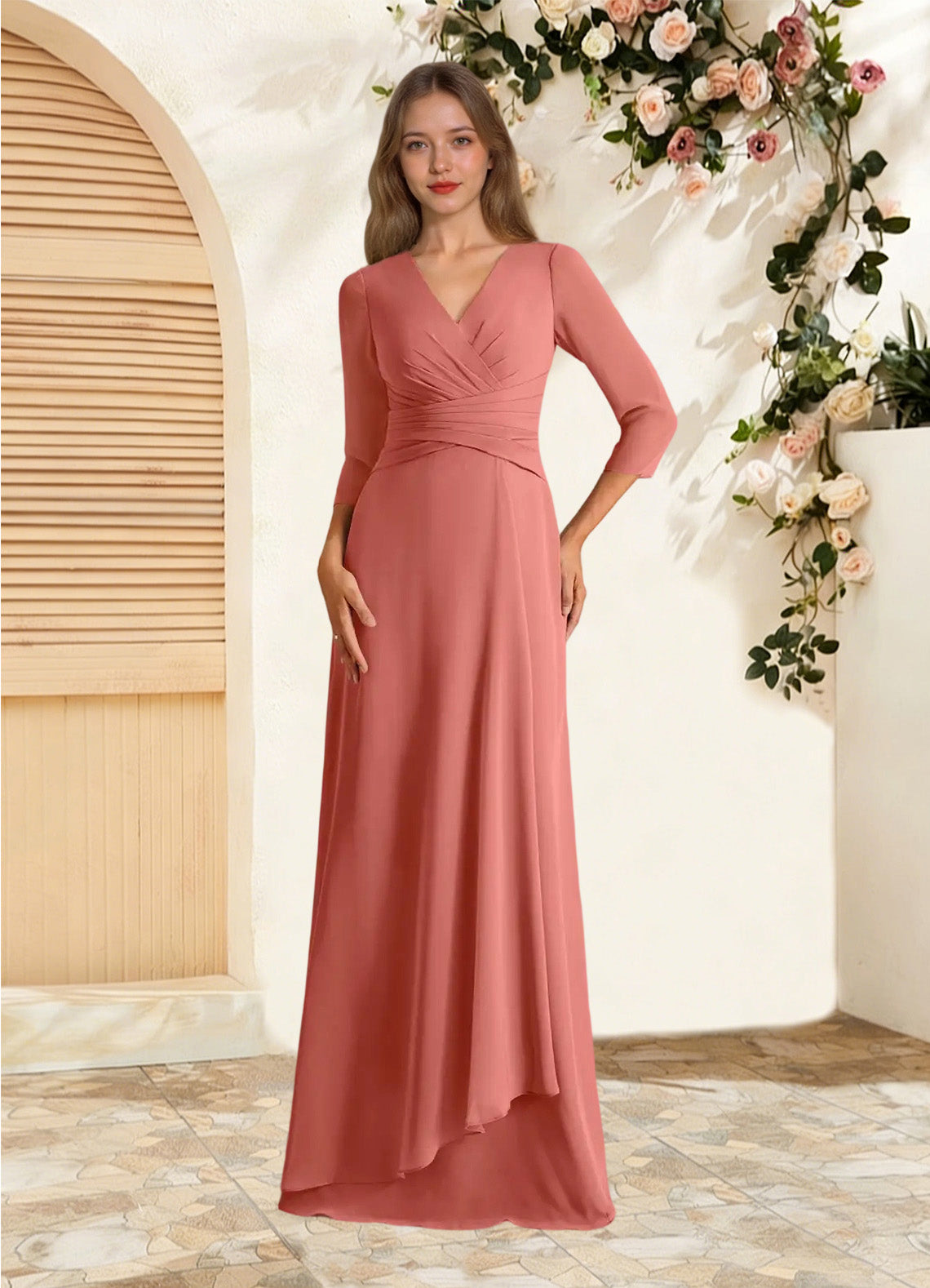 Augday Mayfield A-Line Pleated Chiffon Dress