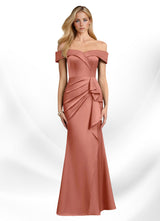 Augday Laredo Mermaid Off the Shoulder Stretch Satin Dress