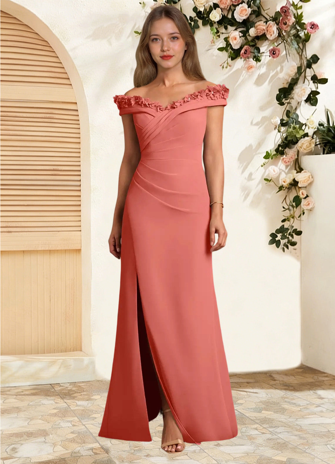 Augday Jettie Sheath Pleated Chiffon Dress