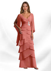 Augday Arabinda Sheath Ruched Chiffon Dress