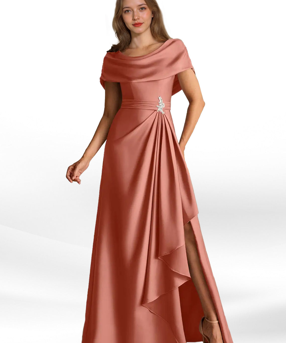 Augday Branford A-Line Pleated Stretch Satin Dress