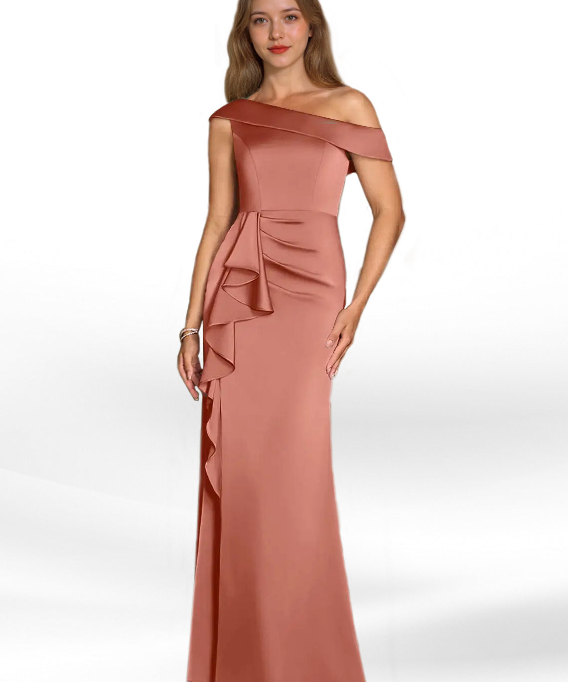 Augday Hamptons A-Line Pleated Stretch Satin Dress