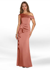 Augday Hamptons A-Line Pleated Stretch Satin Dress