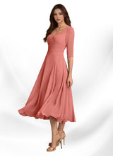 Augay Durant A-Line Pleated Chiffon Dress