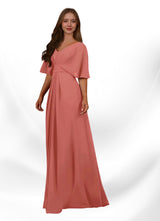Augday Oksana A-Line V-Neck Pleated Chiffon Dress