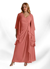 Augday Manuella A-Line V-Neck Pleated Chiffon Dress