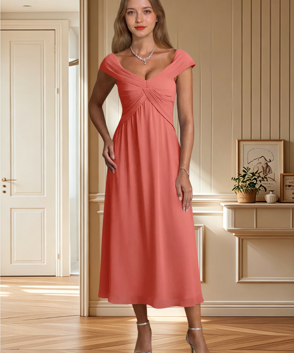 Augday Mirta A-Line Pleated Floral Burnout Dress