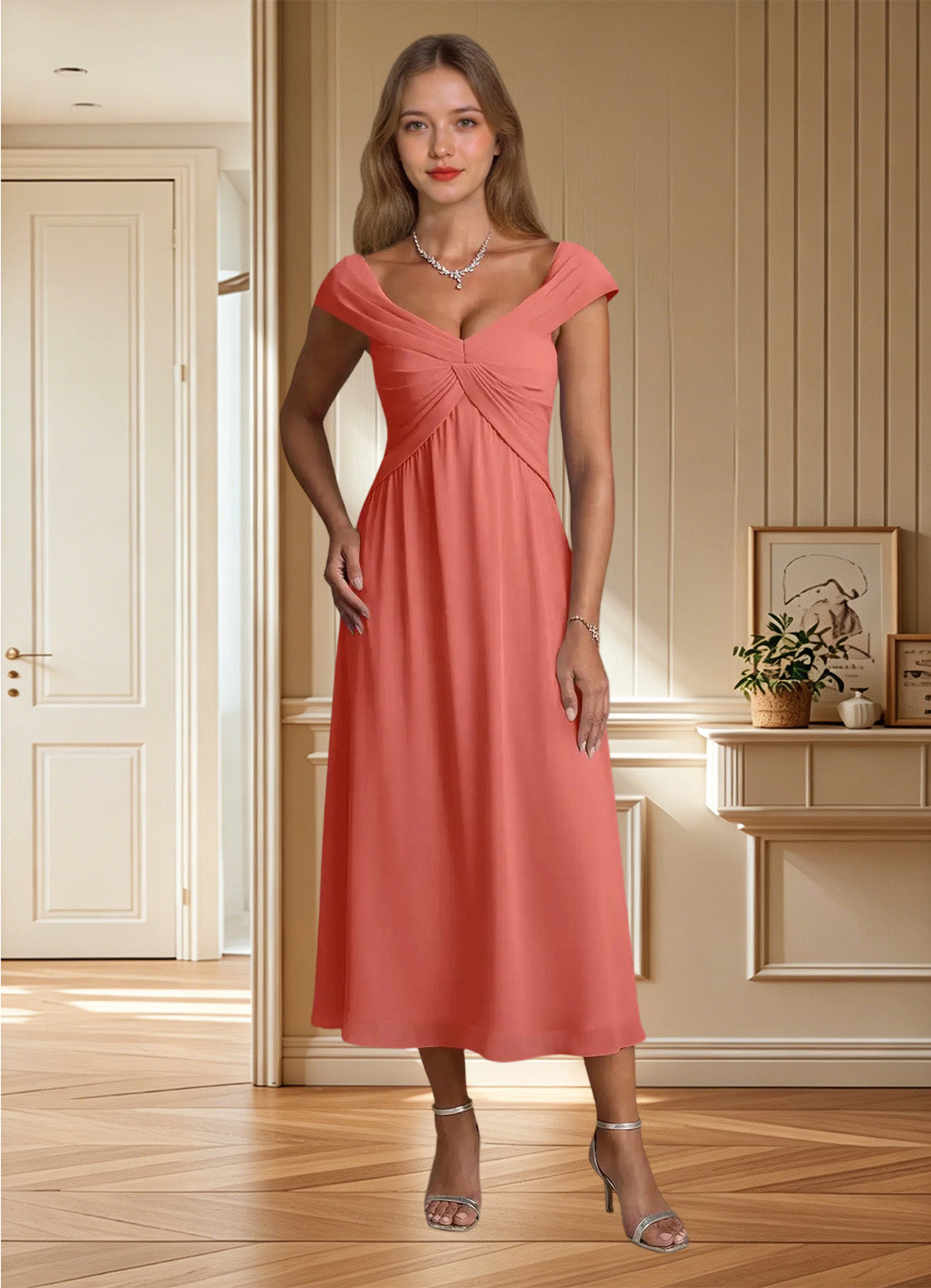 Augday Mirta A-Line Pleated Floral Burnout Dress