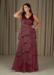 Augday Viola A-Line Pleated Stretch Satin Dress Plus Size