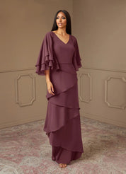 Augday OHara A-Line V-Neck Chiffon Dress