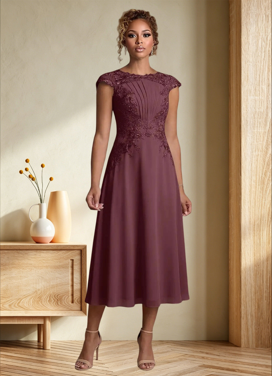 Augday Crista A-Line Lace Chiffon Dress