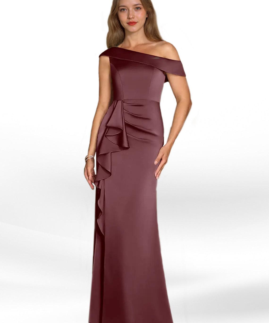 Augday Hamptons A-Line Pleated Stretch Satin Dress