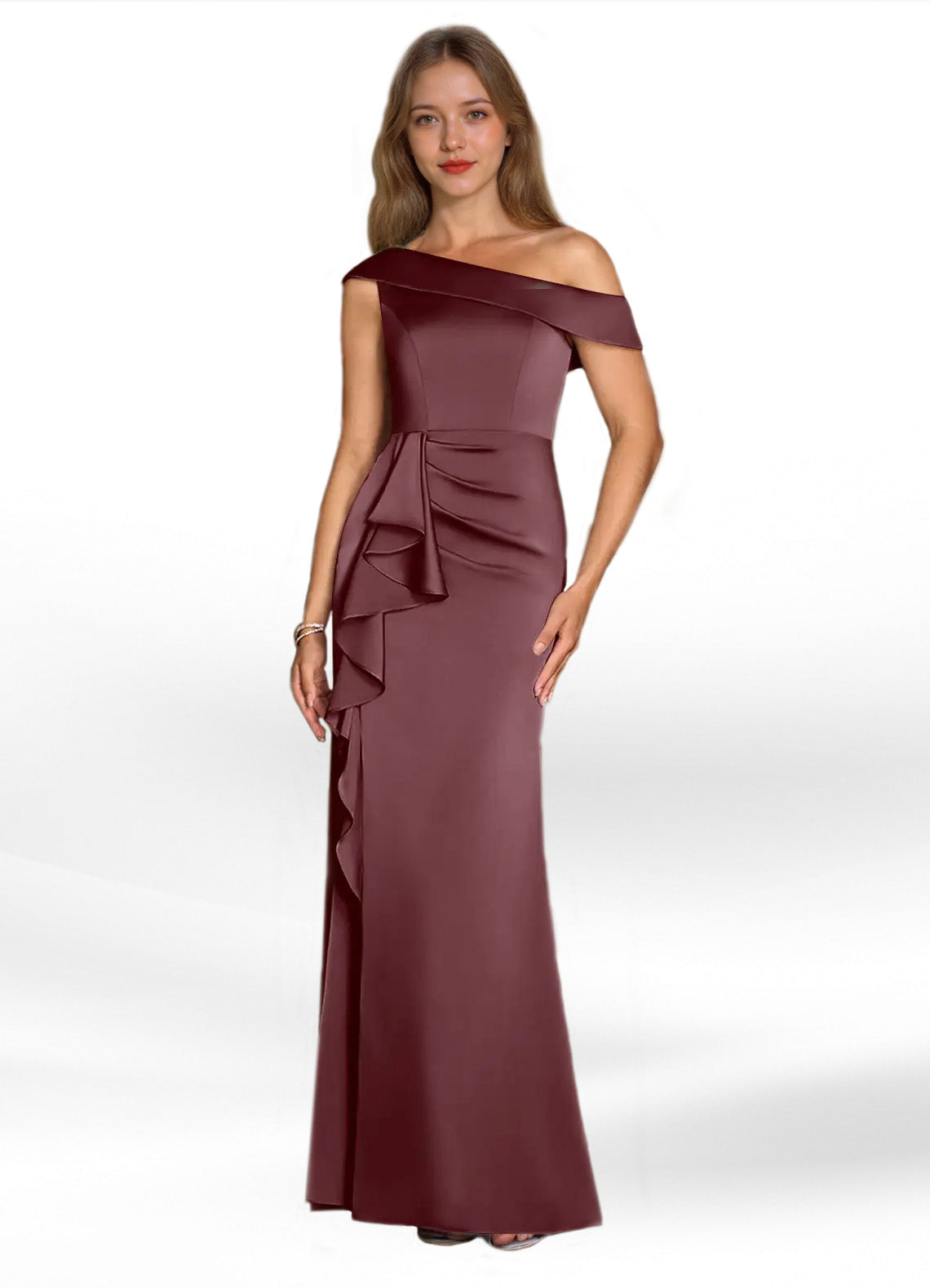 Augday Hamptons A-Line Pleated Stretch Satin Dress