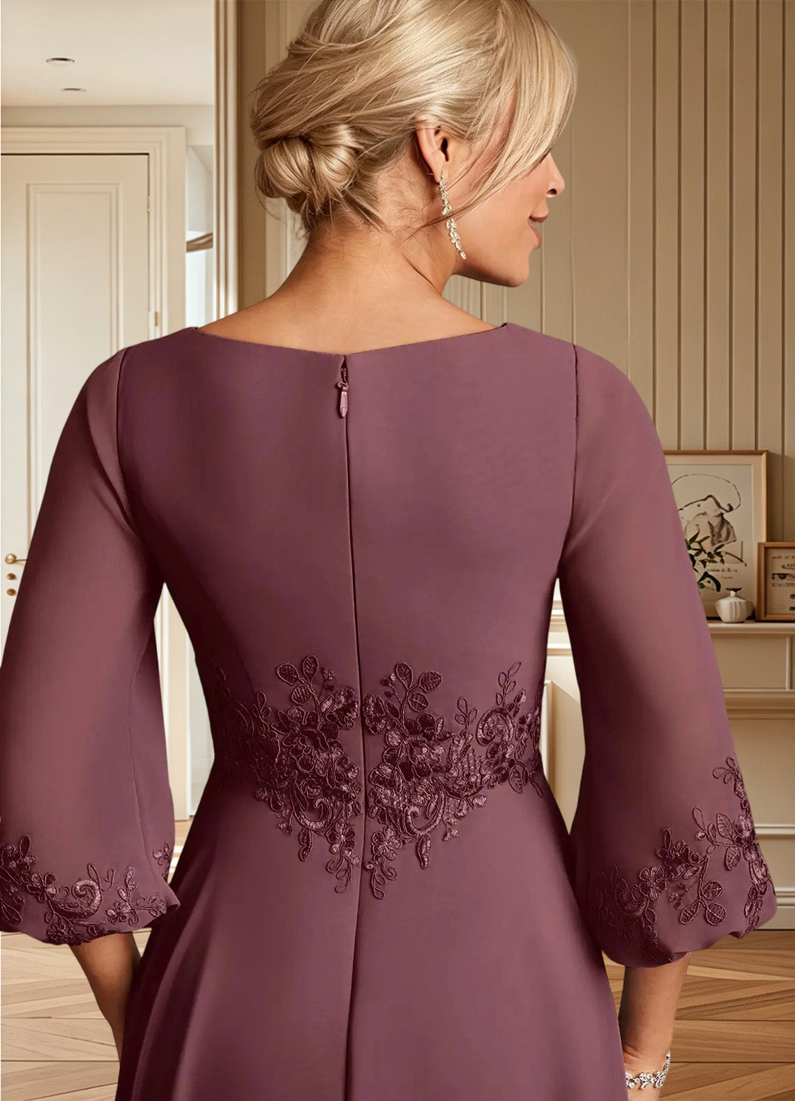 Augday Ana A-Line Lace Chiffon Dress