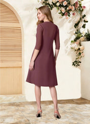 Augday Olivia A-Line Square Neckline Pleated Chiffon Dress