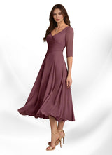 Augay Durant A-Line Pleated Chiffon Dress