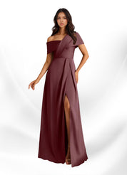 Augday Milton A-Line Pleated Stretch Satin Dress
