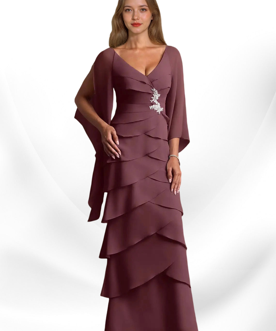 Augday Arabinda Sheath Ruched Chiffon Dress