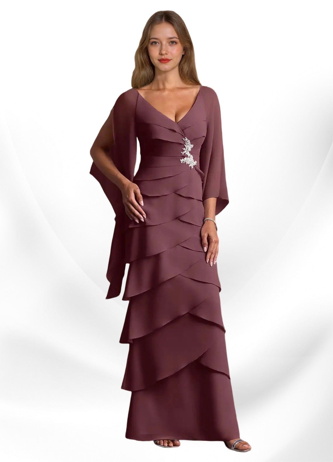 Augday Arabinda Sheath Ruched Chiffon Dress
