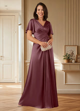 Augday Emmeline A-Line Pleated Stretch Satin Dress