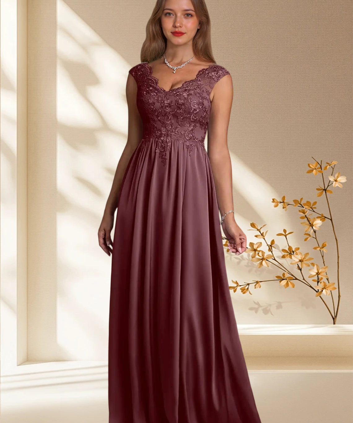 Augday Amethyst A-Line Lace Dress