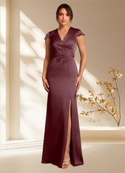 Augday Rilda Sheath Lace Stretch Satin Dress