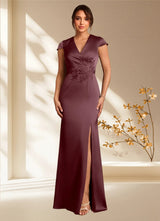 Augday Rilda Sheath Lace Stretch Satin Dress