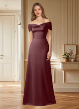 Augday Amelia A-Line Off the Shoulder Stretch Satin Dress